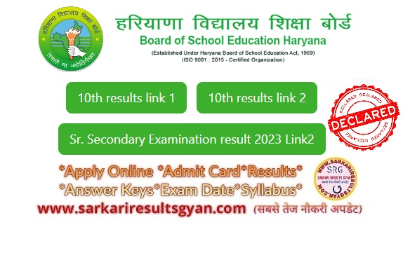 Haryana 10th Exam Result 2023