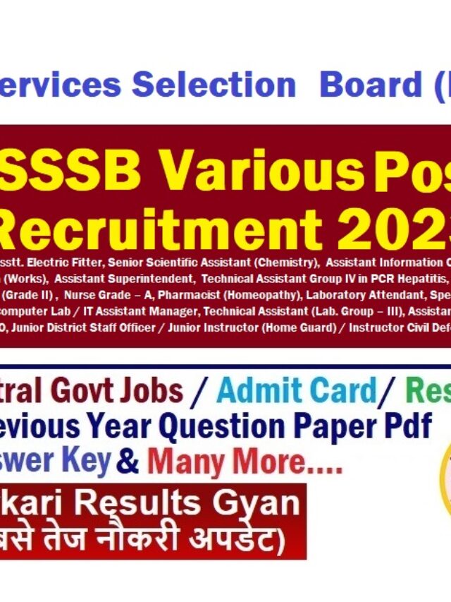 DSSSB Vacancy 2023 in Hindi à¤¦à¤¿à¤²à¥�à¤²à¥€ à¤¸à¤°à¤•à¤¾à¤° à¤•à¥€ à¤µà¤¿à¤­à¤¿à¤¨à¥�à¤¨ à¤ªà¤¦à¥‹à¤‚ à¤ªà¤° à¤­à¤°à¥�à¤¤à¥€